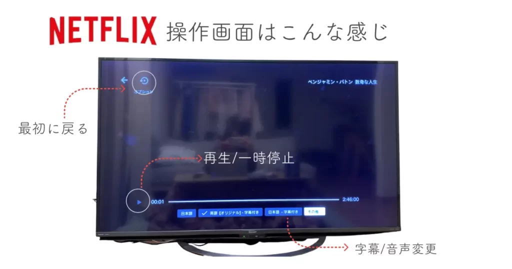 Netflixのテレビ画面